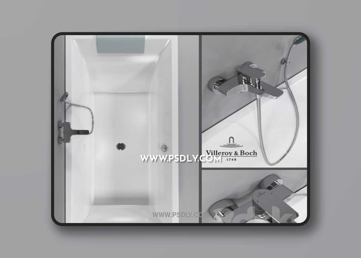 Bathtub Villeroy & Boch Squaro, bath mixer Villeroy & Boch Subway