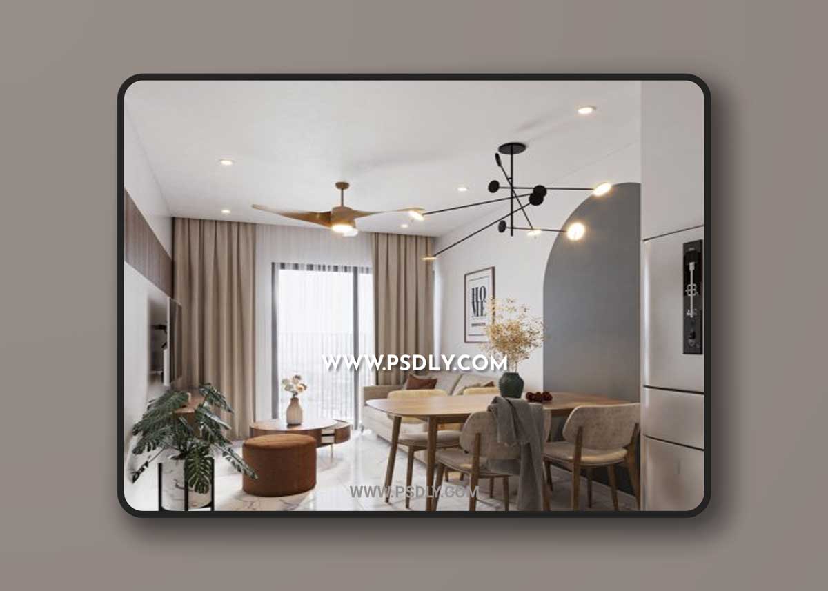 Interior Living-Kitchenroom Scene Sketchup by Trong Thanh