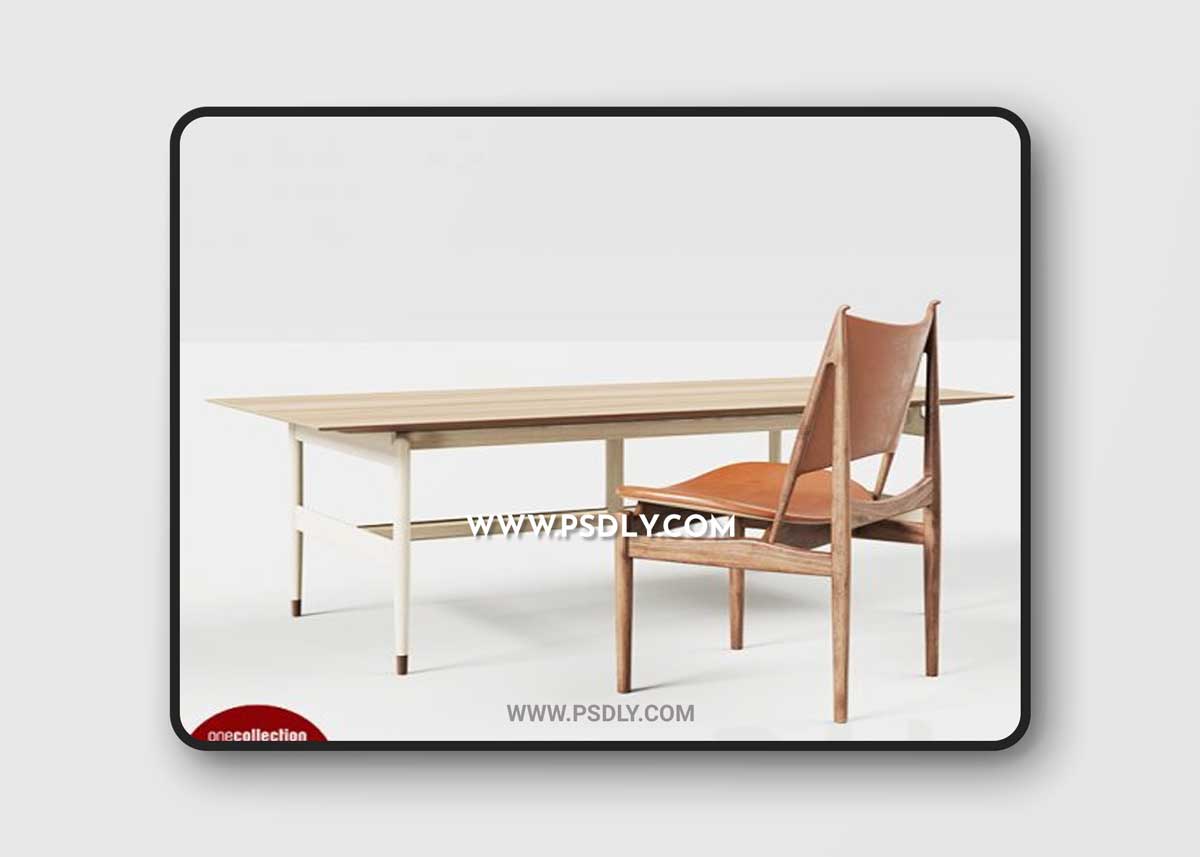 Kaufmann table and Egyptian chair bu Finn Juhl 3D Models