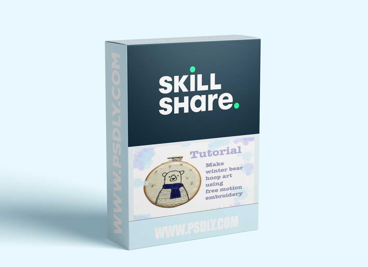 Learn free motion embroidery and make winter bear hoop art!