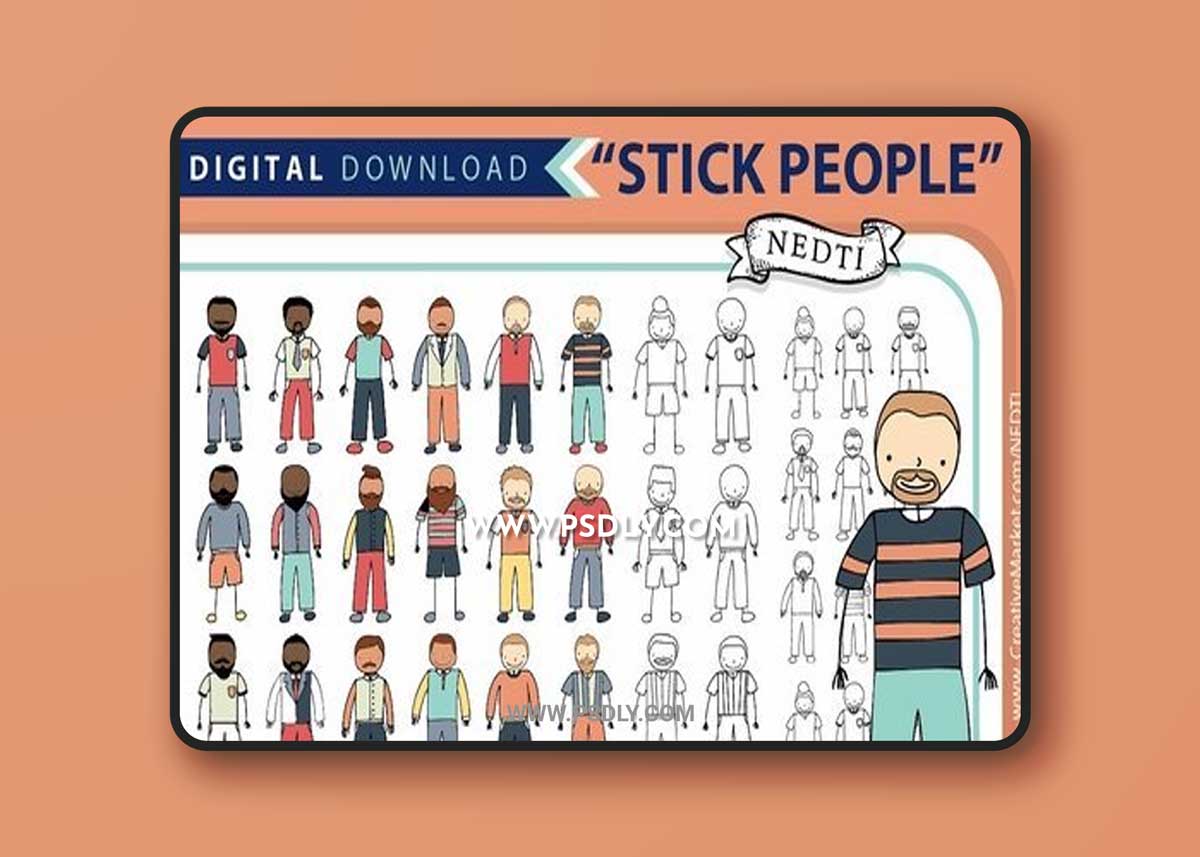 Male Stick Figure People PNG