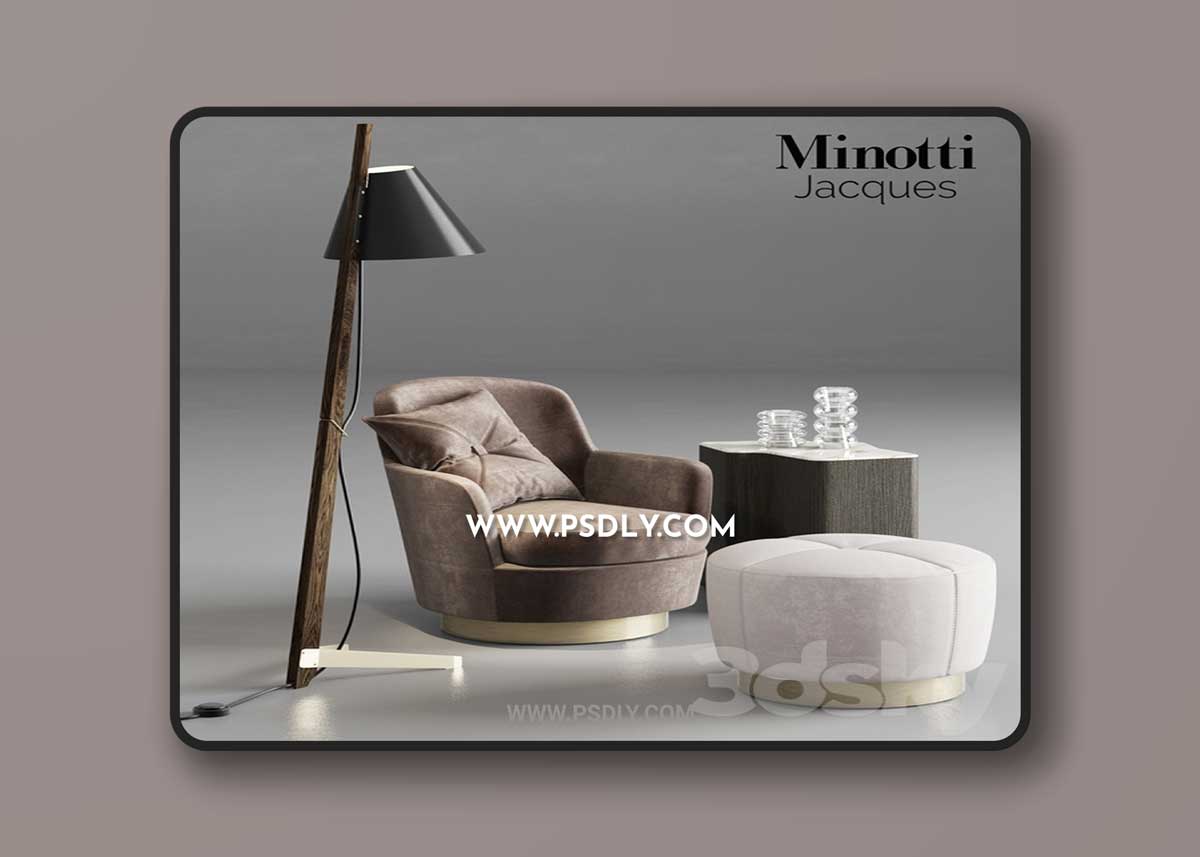 Minotti Jacques Armchair and Pouf