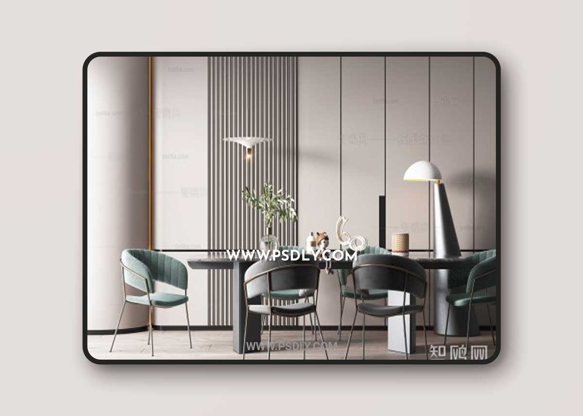 Modern dining table and chair combination 3D Models