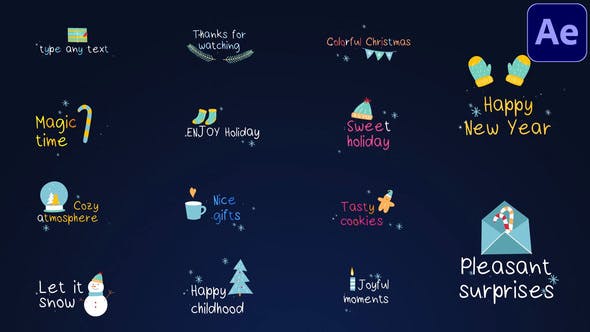 Videohive Colorful Christmas Titles | After Effects 35226898