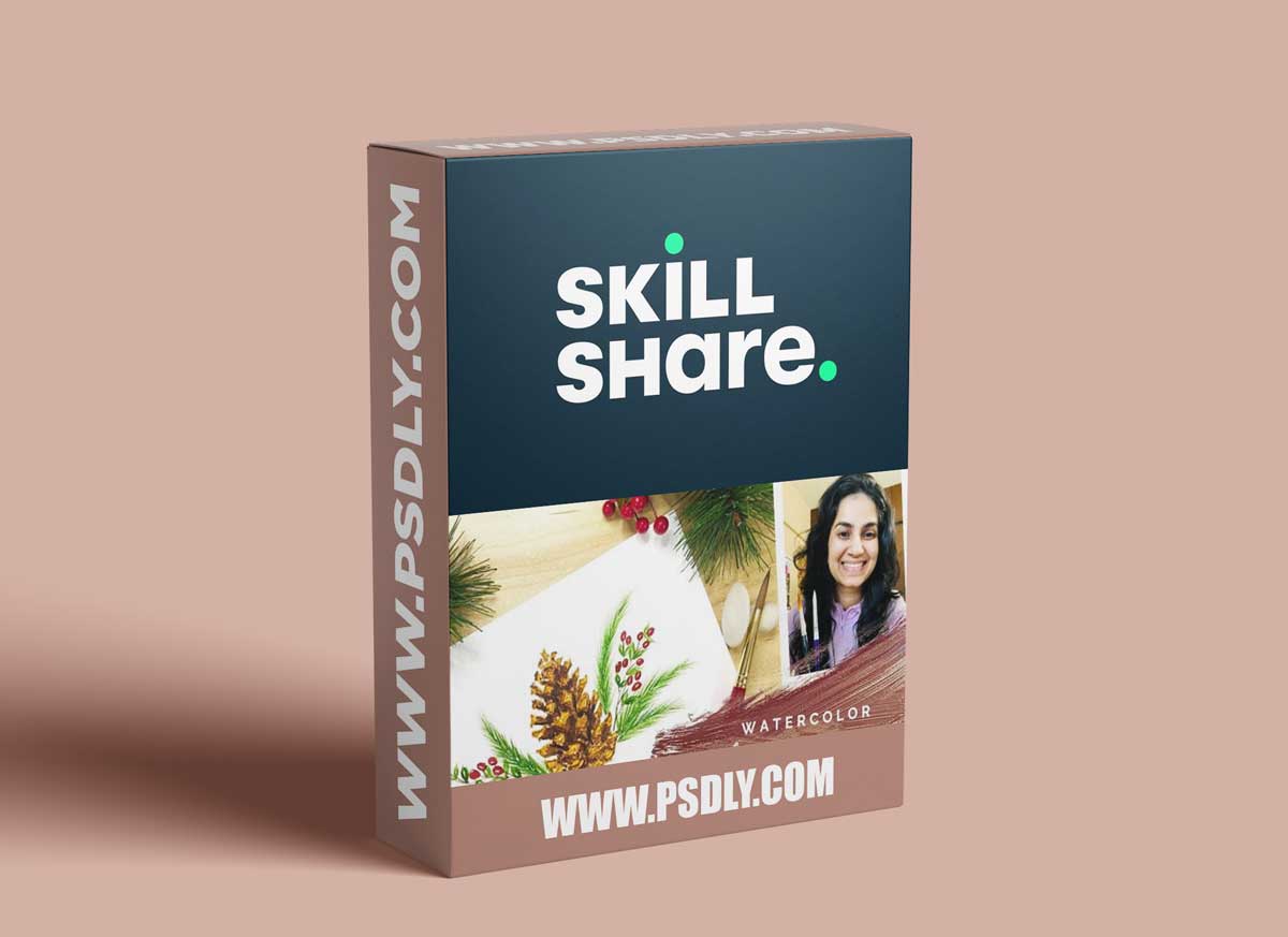 Pine Cone & Berries Christmas Watercolor Illustration Beginner Friendly