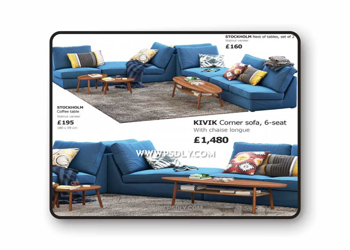 Sofa Ikea Kivik 6 3D Model