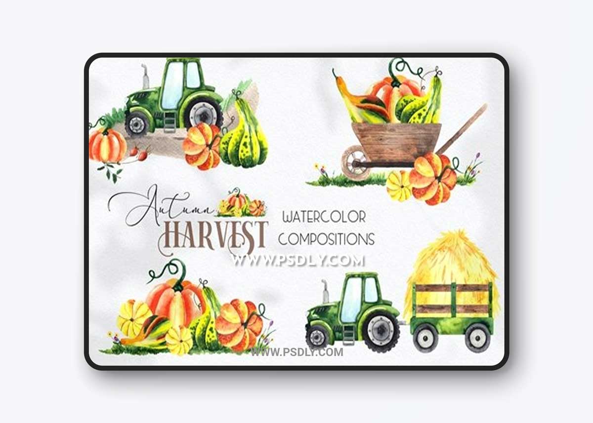 Watercolor Autumn Harvest