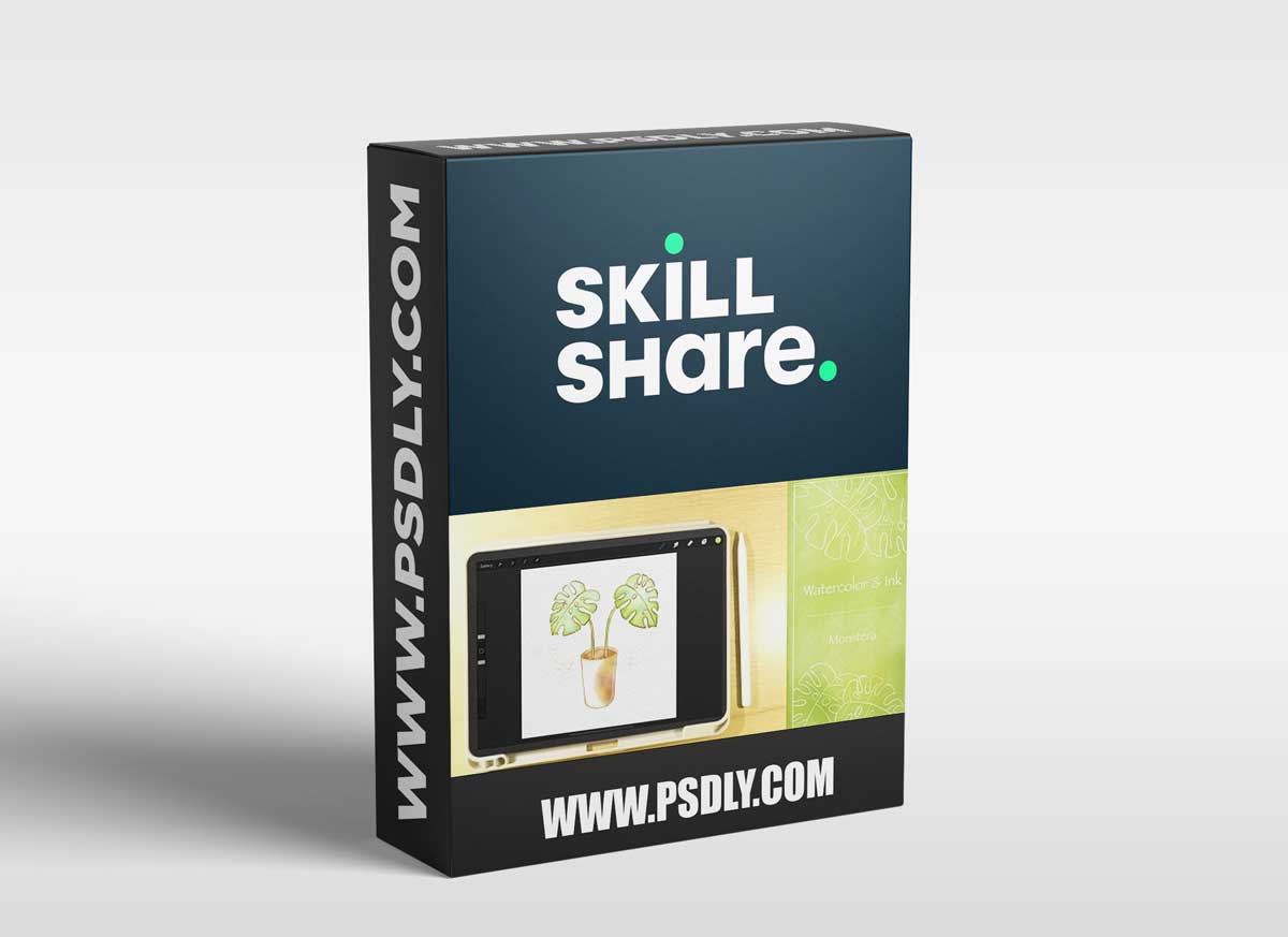 Watercolor and Ink Illustration in Procreate | Let's draw a Monstera