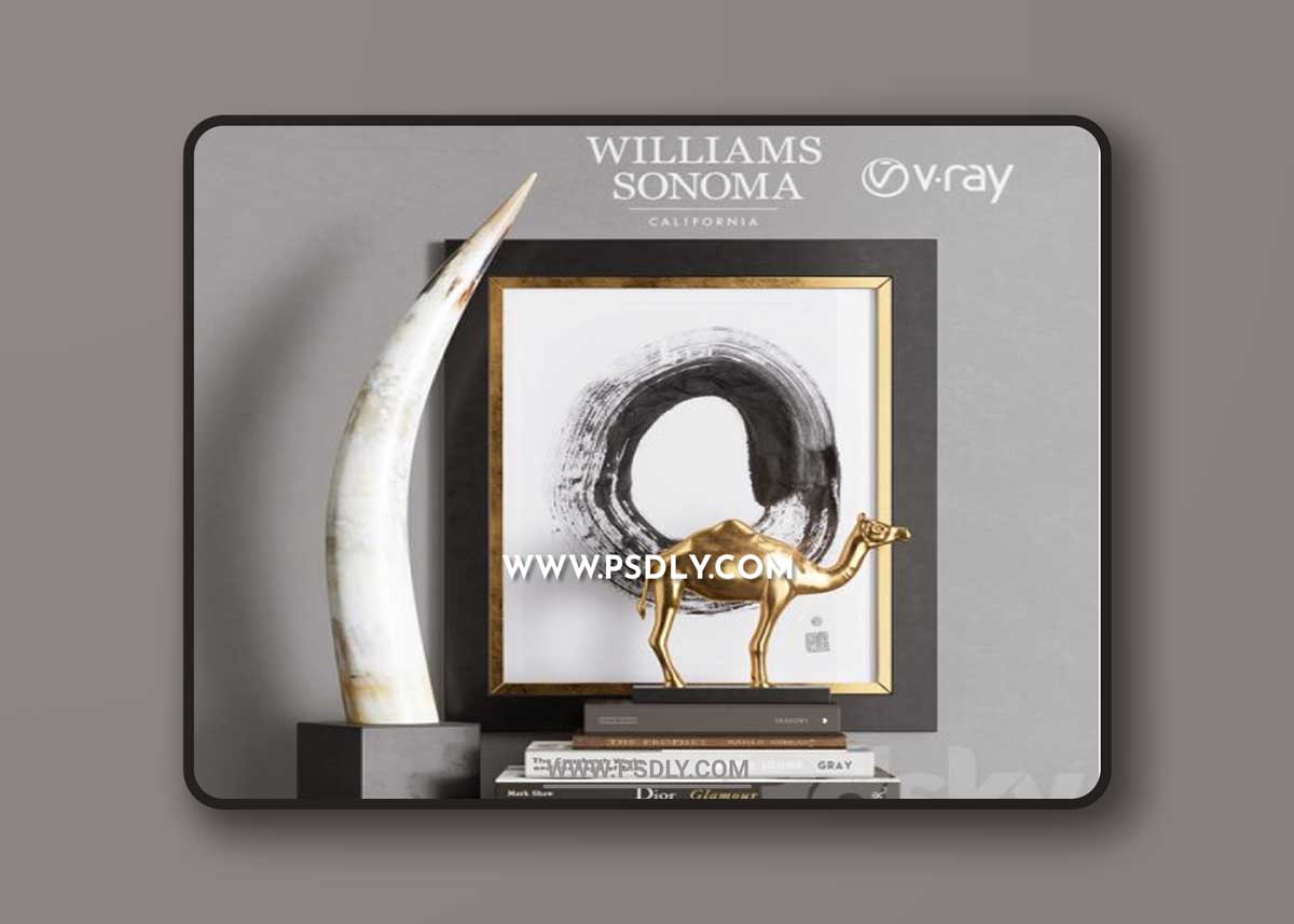 William Sonoma - Yak Horn On Black Stand