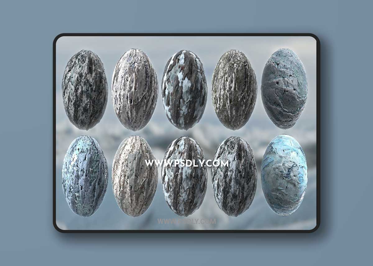 Winter Snow Ice Glacier Seamless PBR Texture Material Pack Bundle