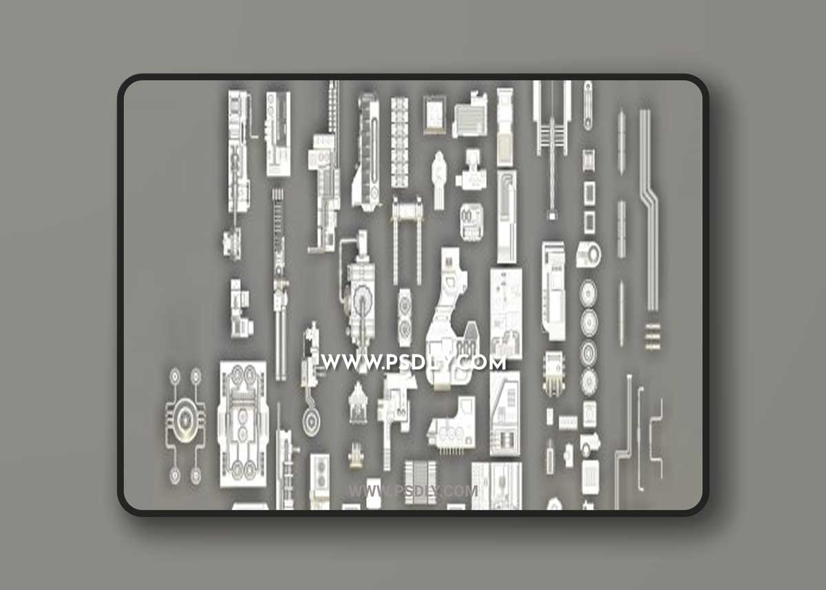 greeble and sci fi pieces 3D model