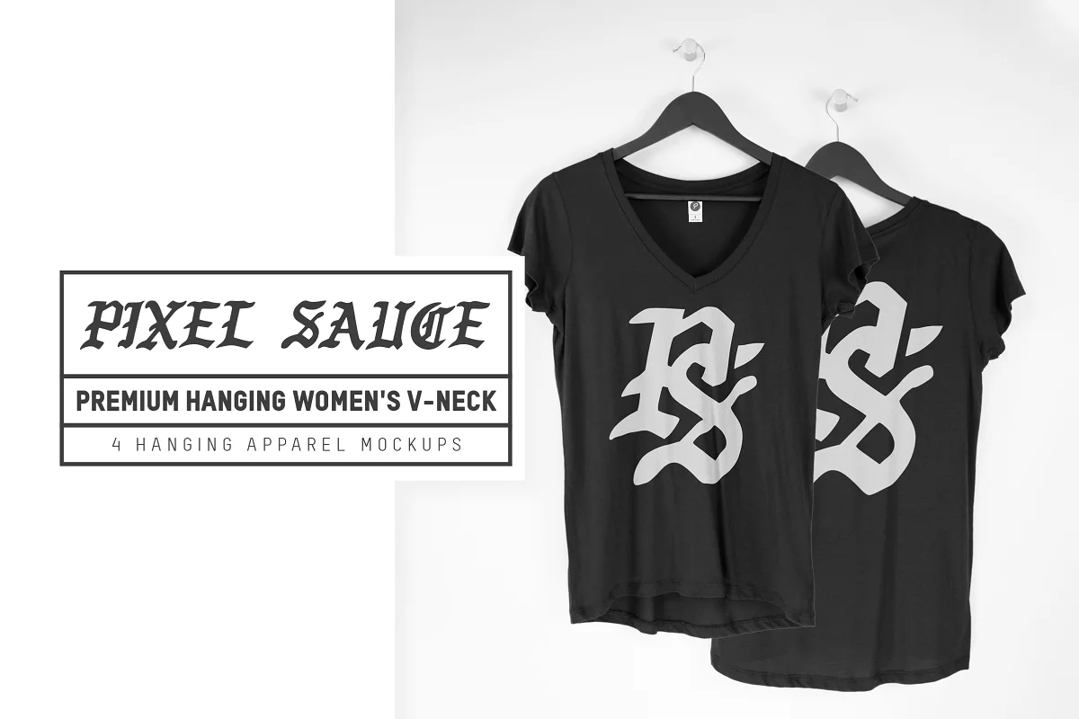 CreativeMarket - Hanging Women's V-Neck T-Shirt Mocks 3432304