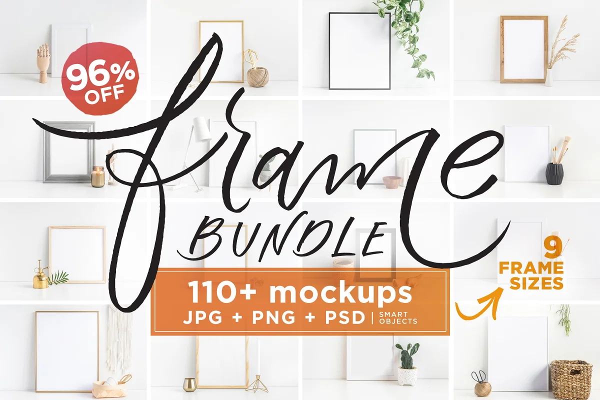 CreativeMarket - Frame Mockup Bundle JPG + PNG + PSD 3449994