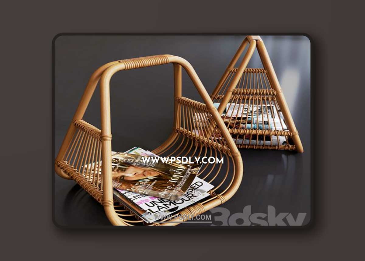 journals set and wicker stand made of natural rattan