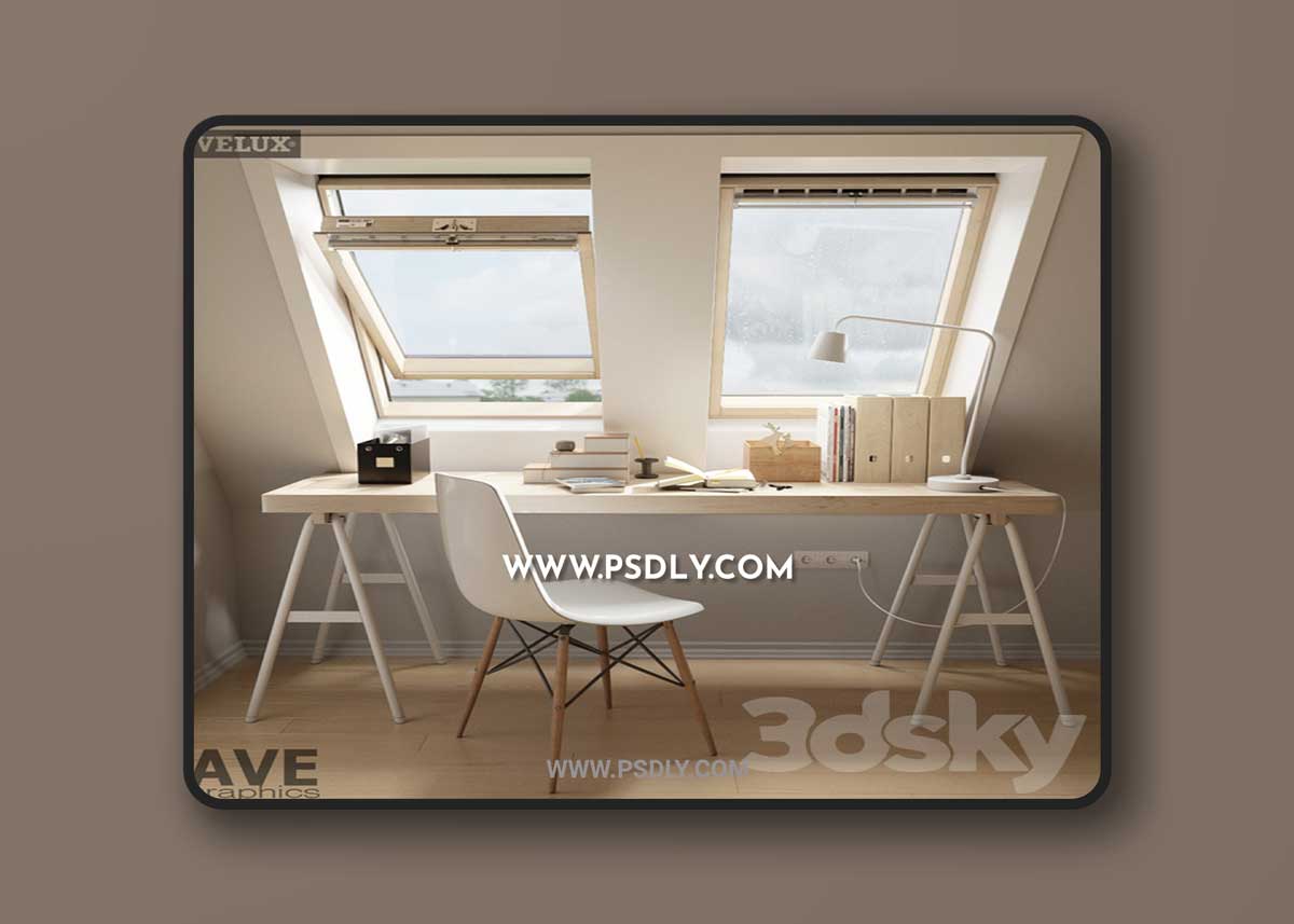 AVE mansard VELUX windows set 3D Model