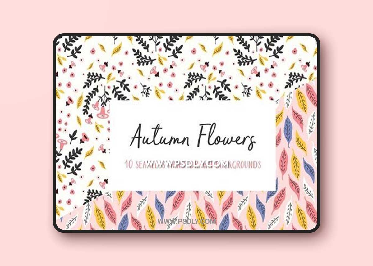Autumn Flowers Seamless Patterns