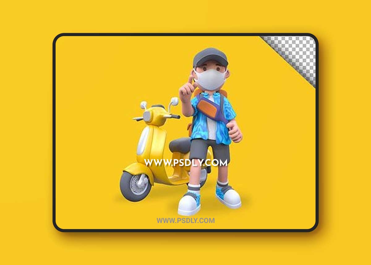 Boy ready to travel 3d rendering illustration Psd
