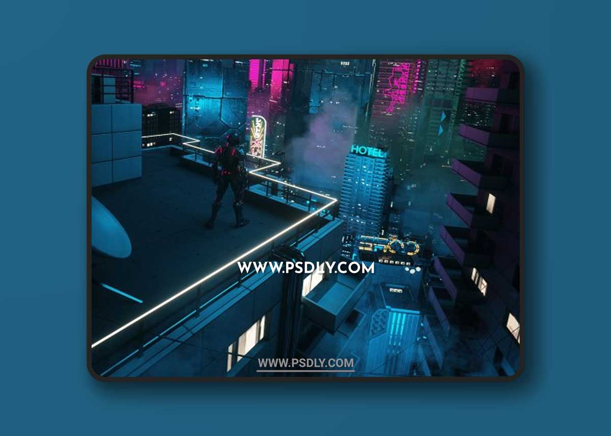 C4D Octane render CBD cyberpunk city SCIFI CITY Night city club