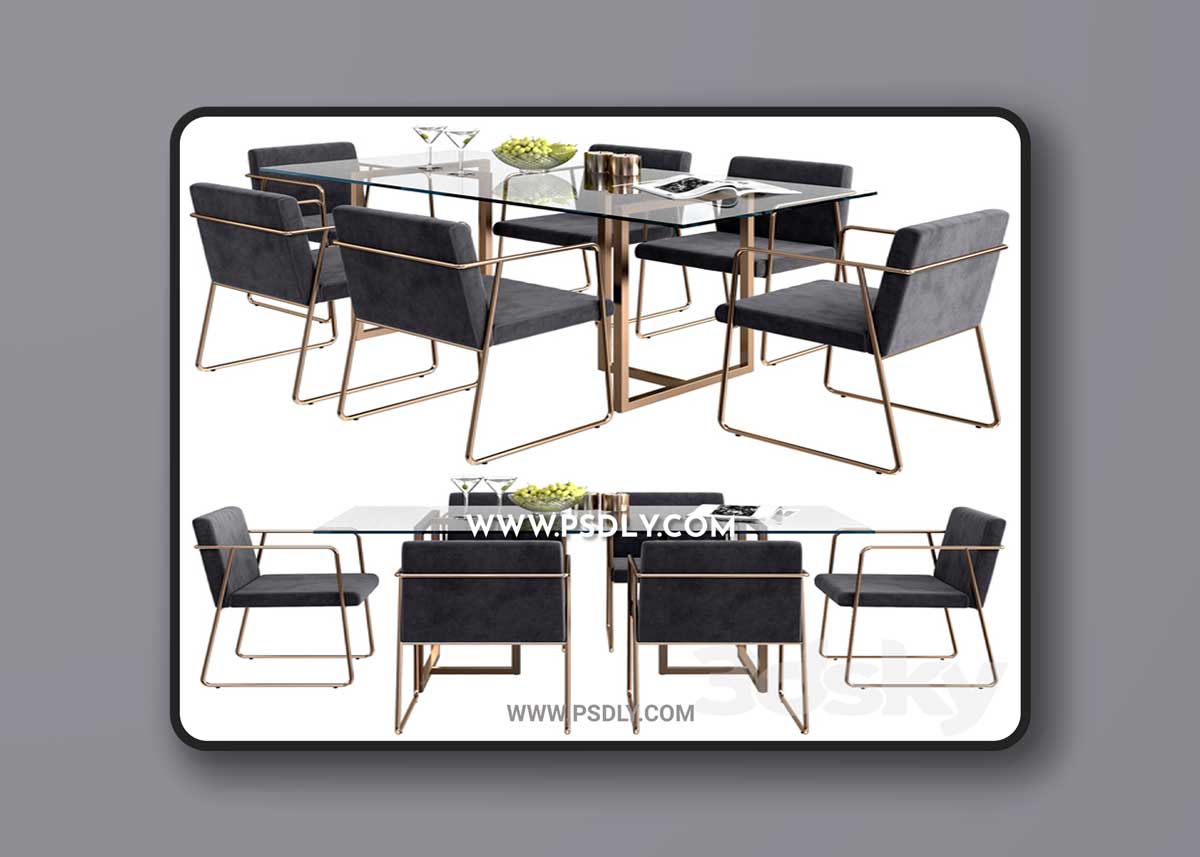 CB2 rouka chair & rectangular dining table