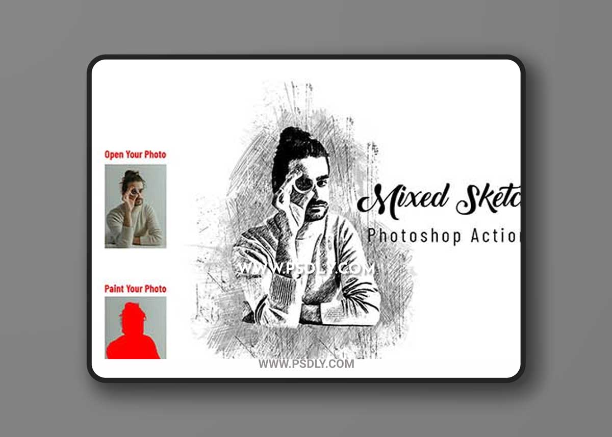 CreativeMarket - Mixed Sketch Photoshop Action 6922478