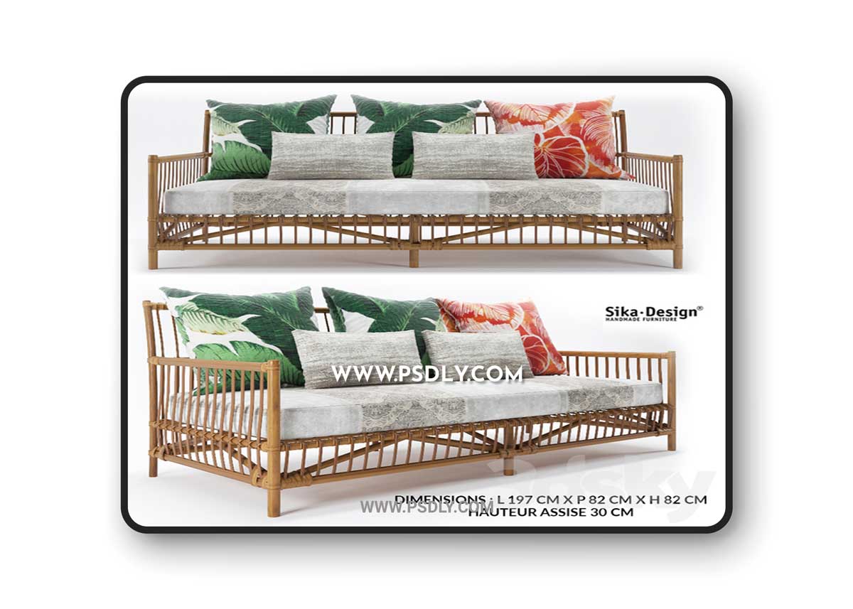 Caroline 3 seat Sofa by Sika design 3D Model