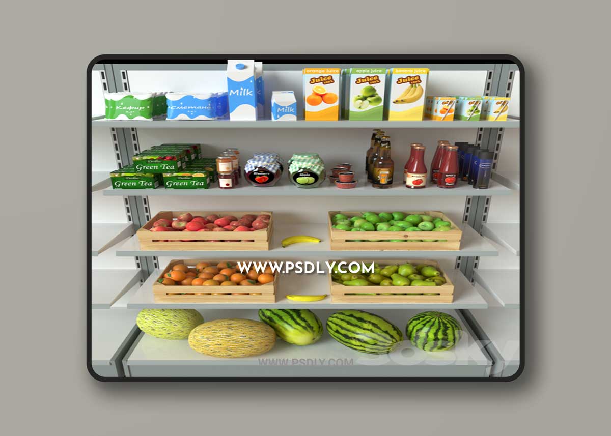 Rack with Products 3D Model