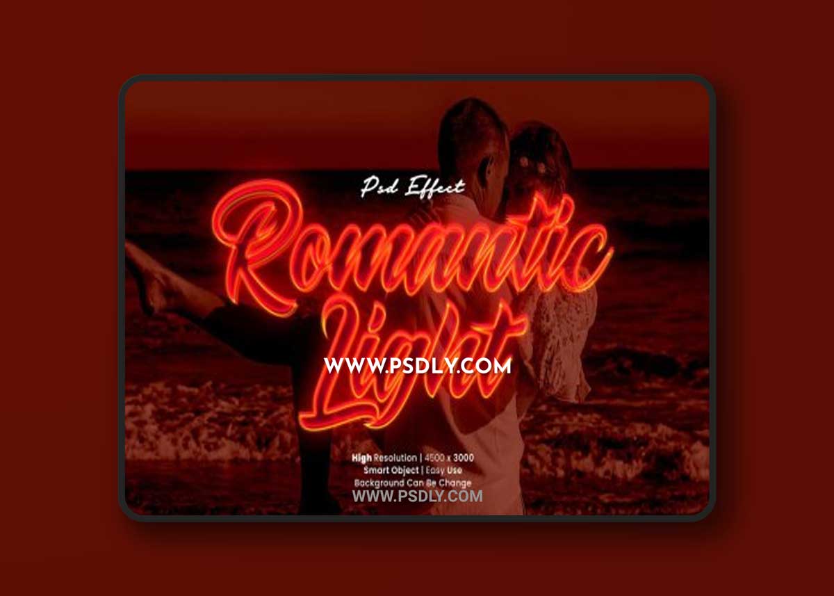 Romantic light text effect psd