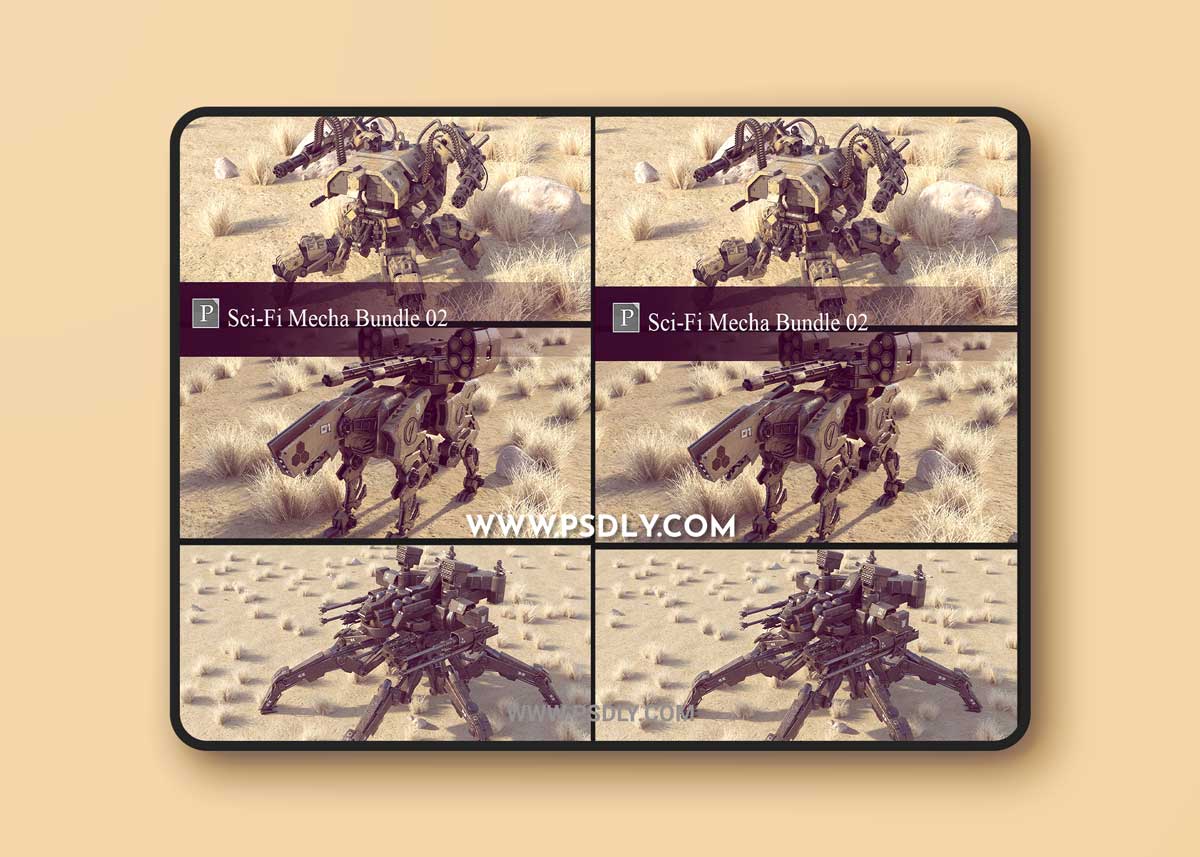 Sci-Fi Mecha Bundle 02 3D Model