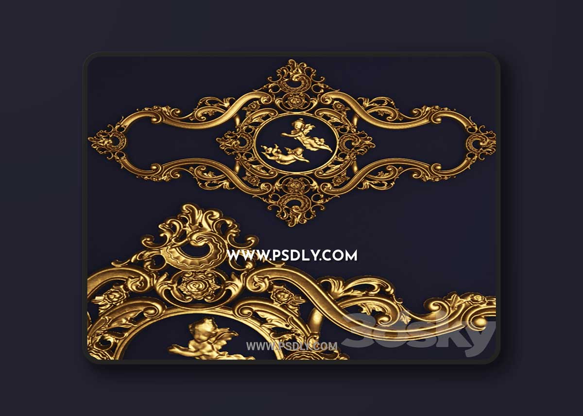 Stucco molding, carving, female, angel.