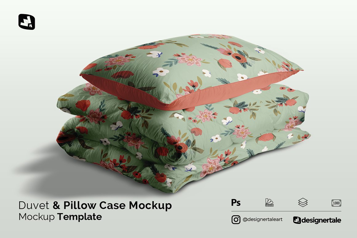 CreativeMarket - Duvet & Pillow Case Mockup 5106659