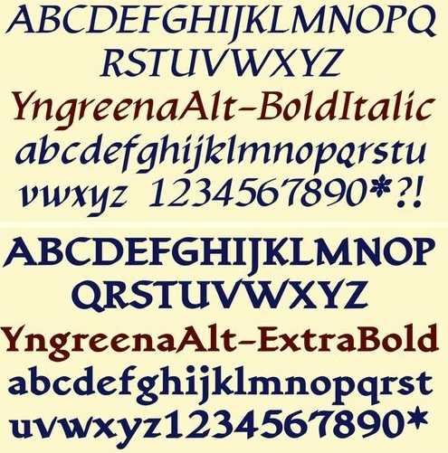 YngreenaAlt Fon Family - 5 Fonts
