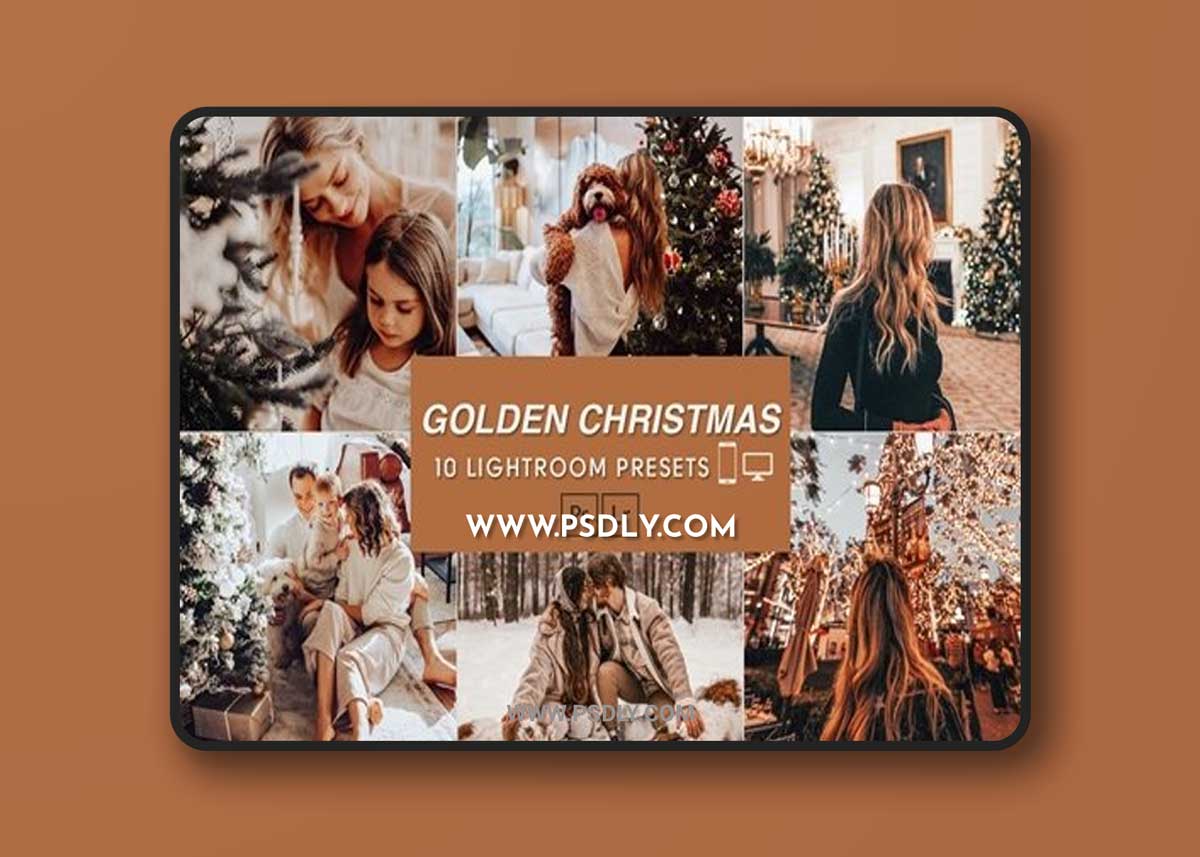 10 Golden Christmas Desktop & Mobile Presets