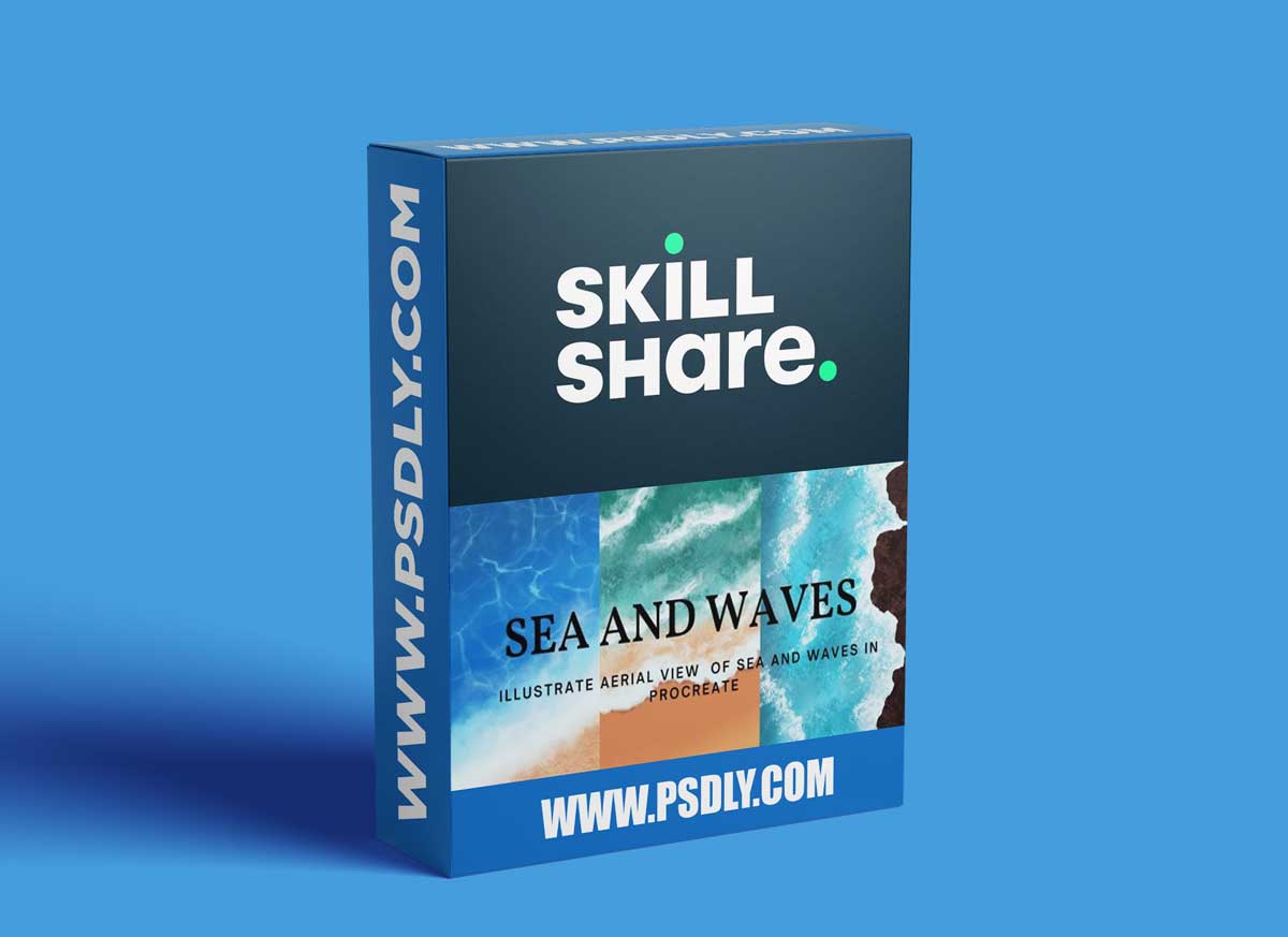 Illustrate Aerial View of Sea and Waves In Procreate