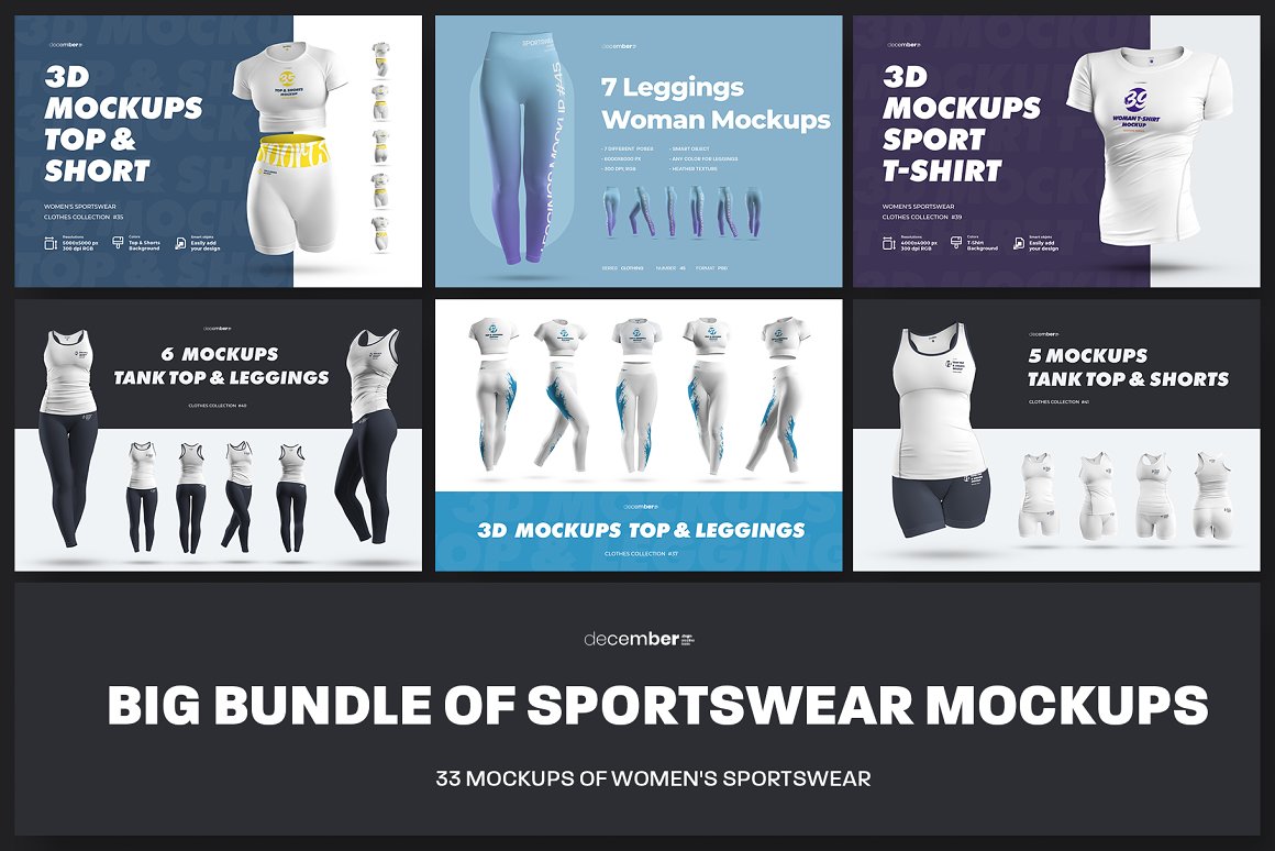 CreativeMarket - Big Bundle Sportswear Women Mockups 6855330