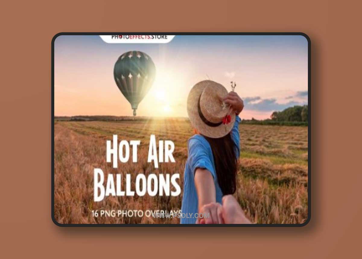 16 Hot Air Balloons Photo Overlays