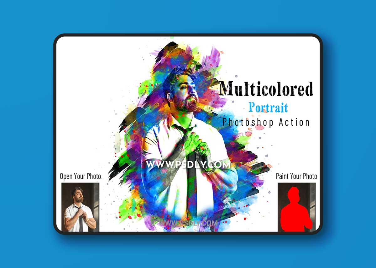 CreativeMarket - Multicolored Portrait Photoshop Action 7041043