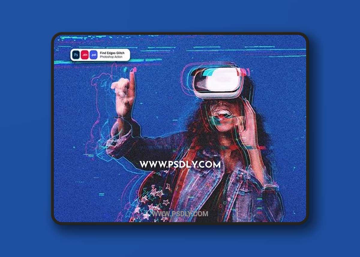 Find Edges Glitch Photoshop Action