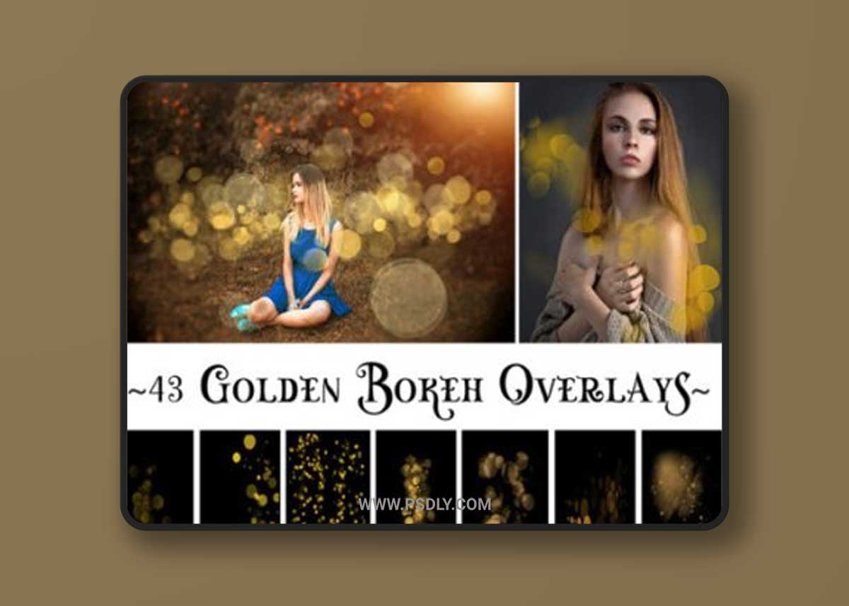 Gold Bokeh Overlays, Photoshop Overlays