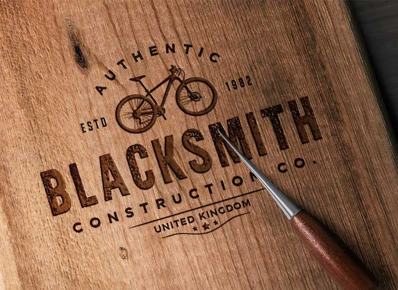 Photorealistic Wood Craft Logo Mockups