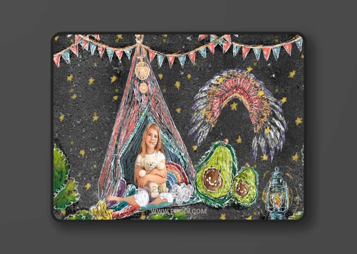 Sidewalk Chalk Overlay, Teepee Tent Chalk art overlay 685622