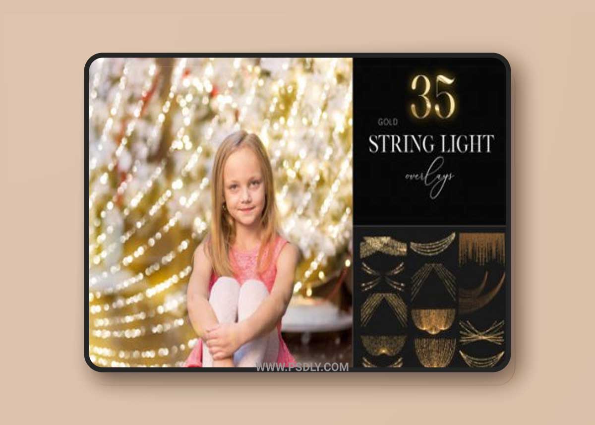 35 Christmas String Light Overlays