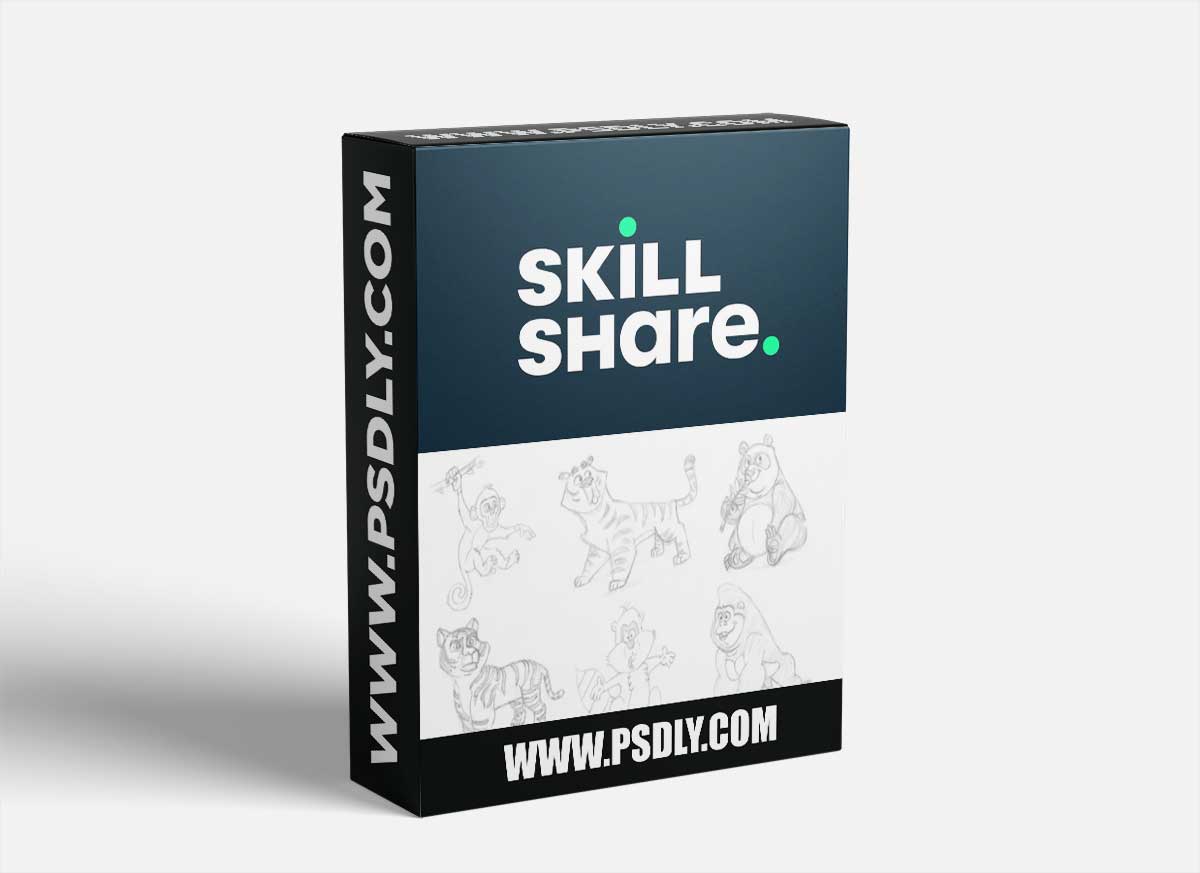 Animal Character Drawing with Pencil (Tiger, Panda, Bear, Monkey, Gorilla, Raccoon and Lion)