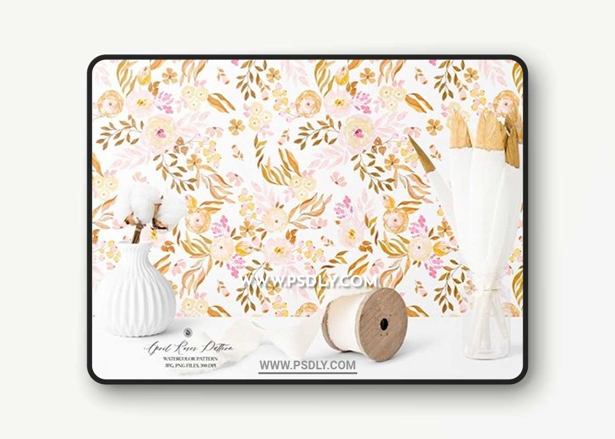 April Roses Watercolor Pattern