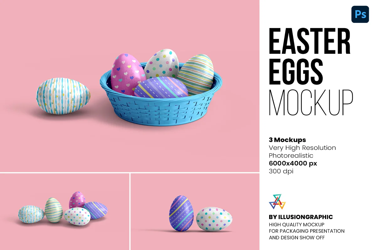 CreativeMarket - Easter Eggs Mockup - 3 Views 7139615