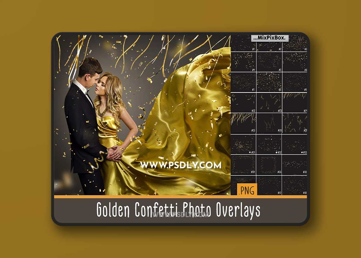CreativeMarket - Golden Confetti Photo Overlays 3419663