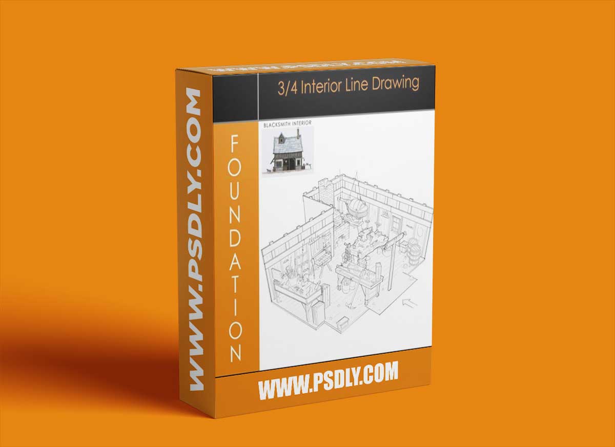 Foundation Patreon - 3/4 Interior Line Drawing