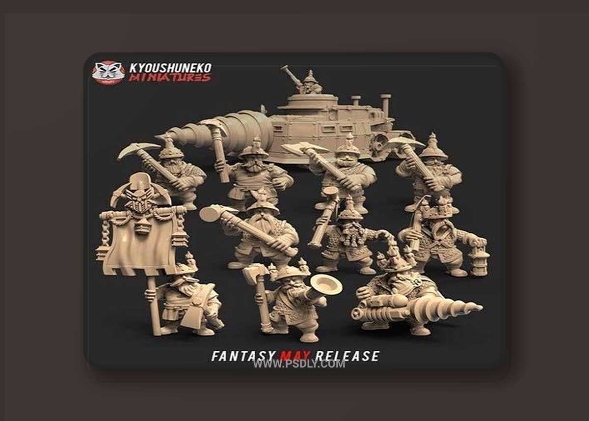 Kyoushuneko Miniatures Dwarf Miners & Kuzhak 3D Printable