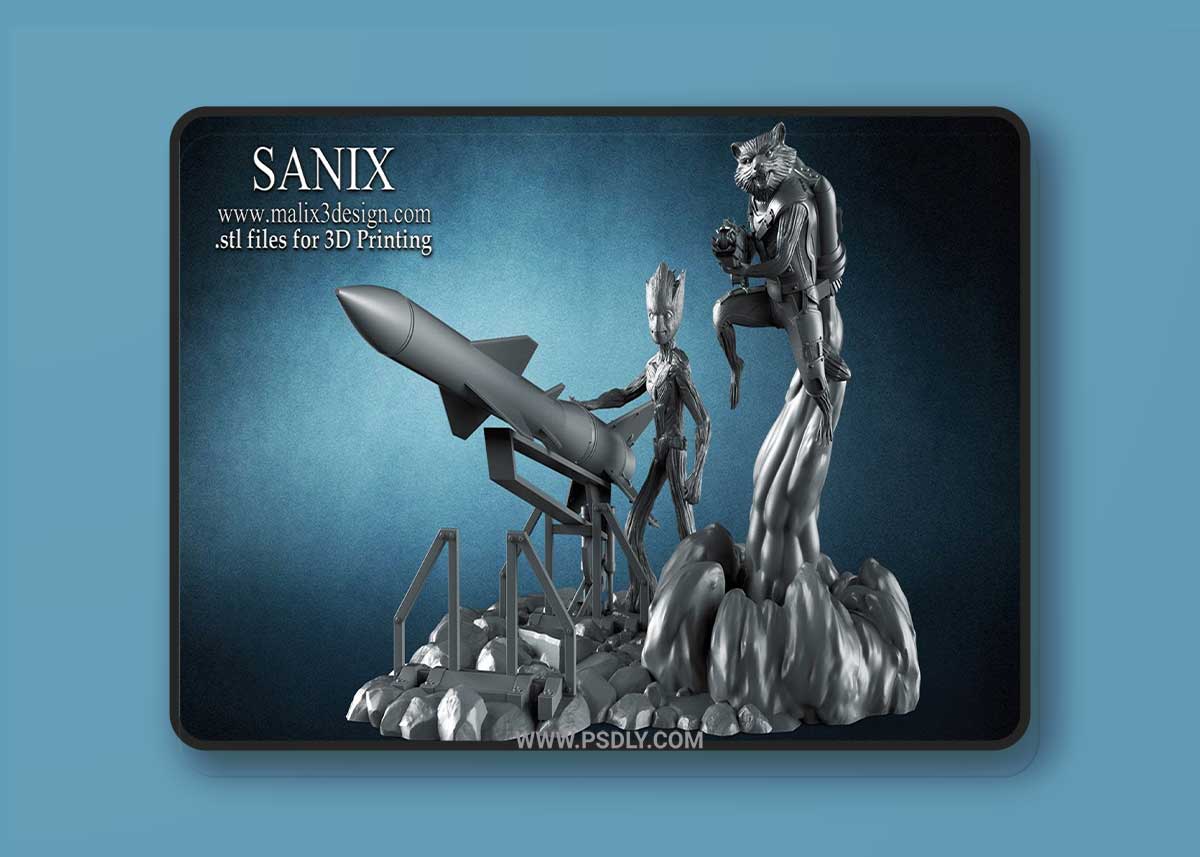 Rocket Raccoon and Groot 3D Printable 3D Model