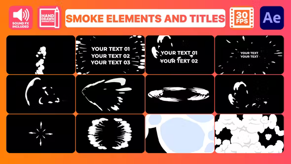 Videohive 2D Smoke Elements And Titles for After Effects 37457228