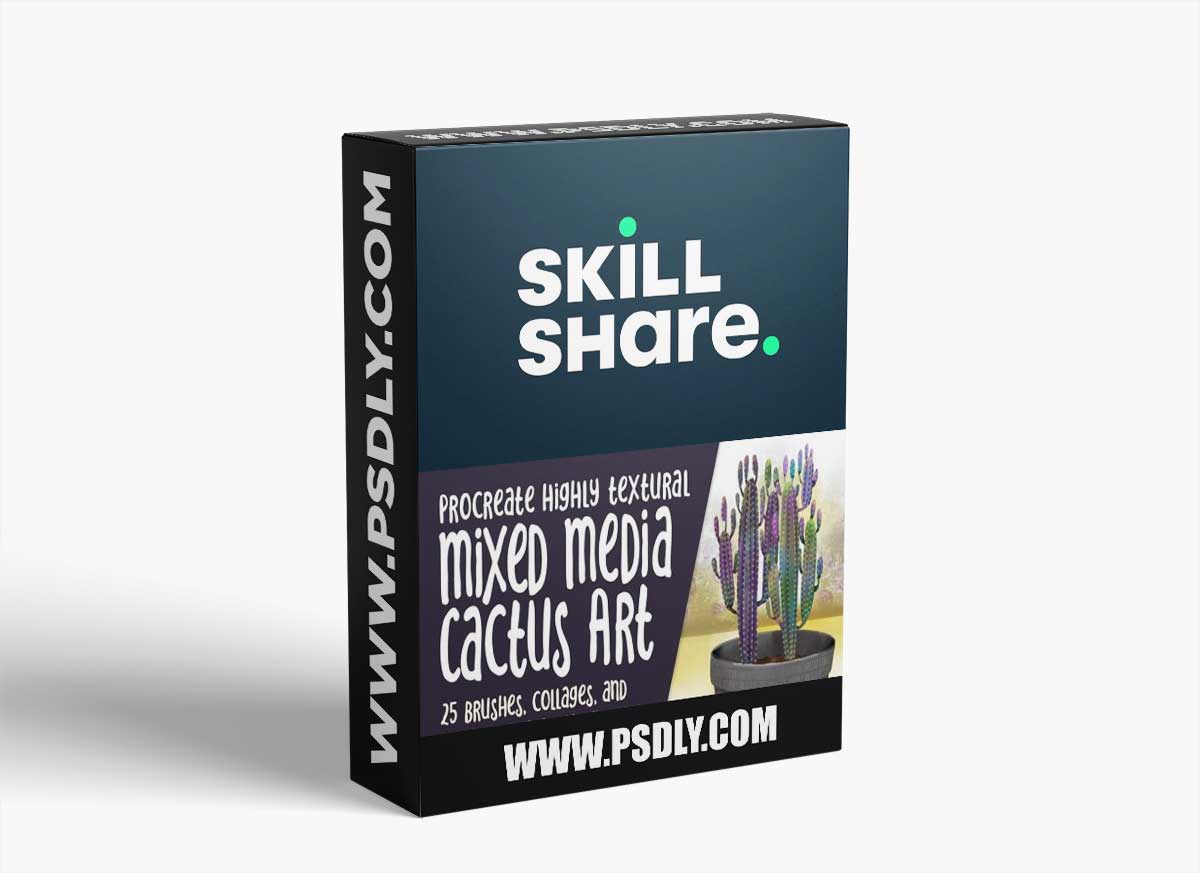 Procreate Highly Textural Mixed Media Cactus Art Including 25 Brushes and Mixed Media Assets